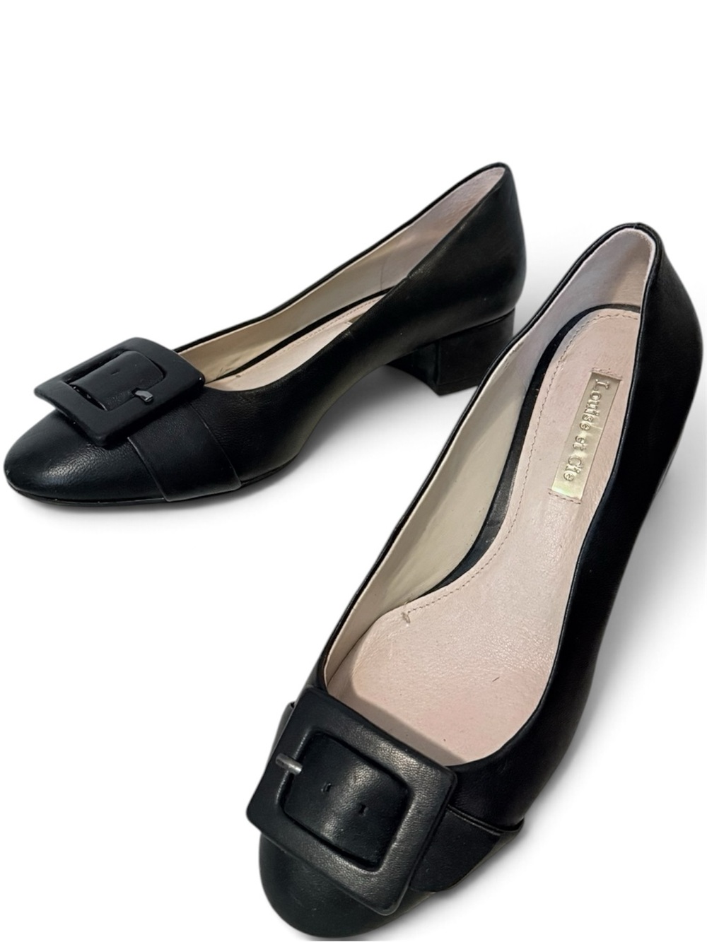 Louise Et Cie Black Buckle Block Heel Pumps Size 6